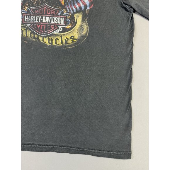 Rare Vintage Y2K Harley Davidson Bubuque Iowa Faded Eagle Art Black XL T Shirt - Picture 6 of 11